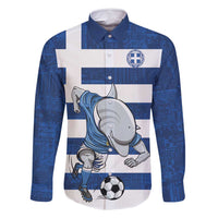 Greece Football Family Matching Summer Maxi Dress and Hawaiian Shirt Dolphin Mascot Grunge Style - Wonder Print Shop