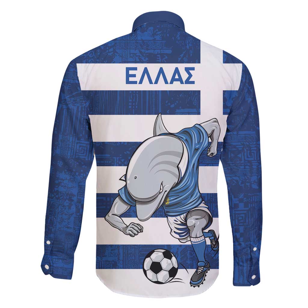 Greece Football Family Matching Summer Maxi Dress and Hawaiian Shirt Dolphin Mascot Grunge Style - Wonder Print Shop