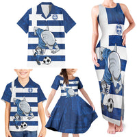 Greece Football Family Matching Tank Maxi Dress and Hawaiian Shirt Dolphin Mascot Grunge Style - Wonder Print Shop