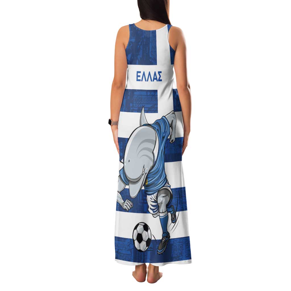 Greece Football Family Matching Tank Maxi Dress and Hawaiian Shirt Dolphin Mascot Grunge Style - Wonder Print Shop