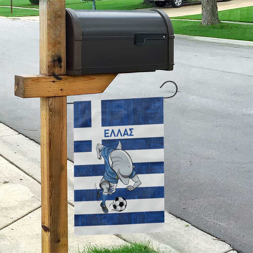 Greece Football Garden Flag Dolphin Mascot Grunge Style - Wonder Print Shop