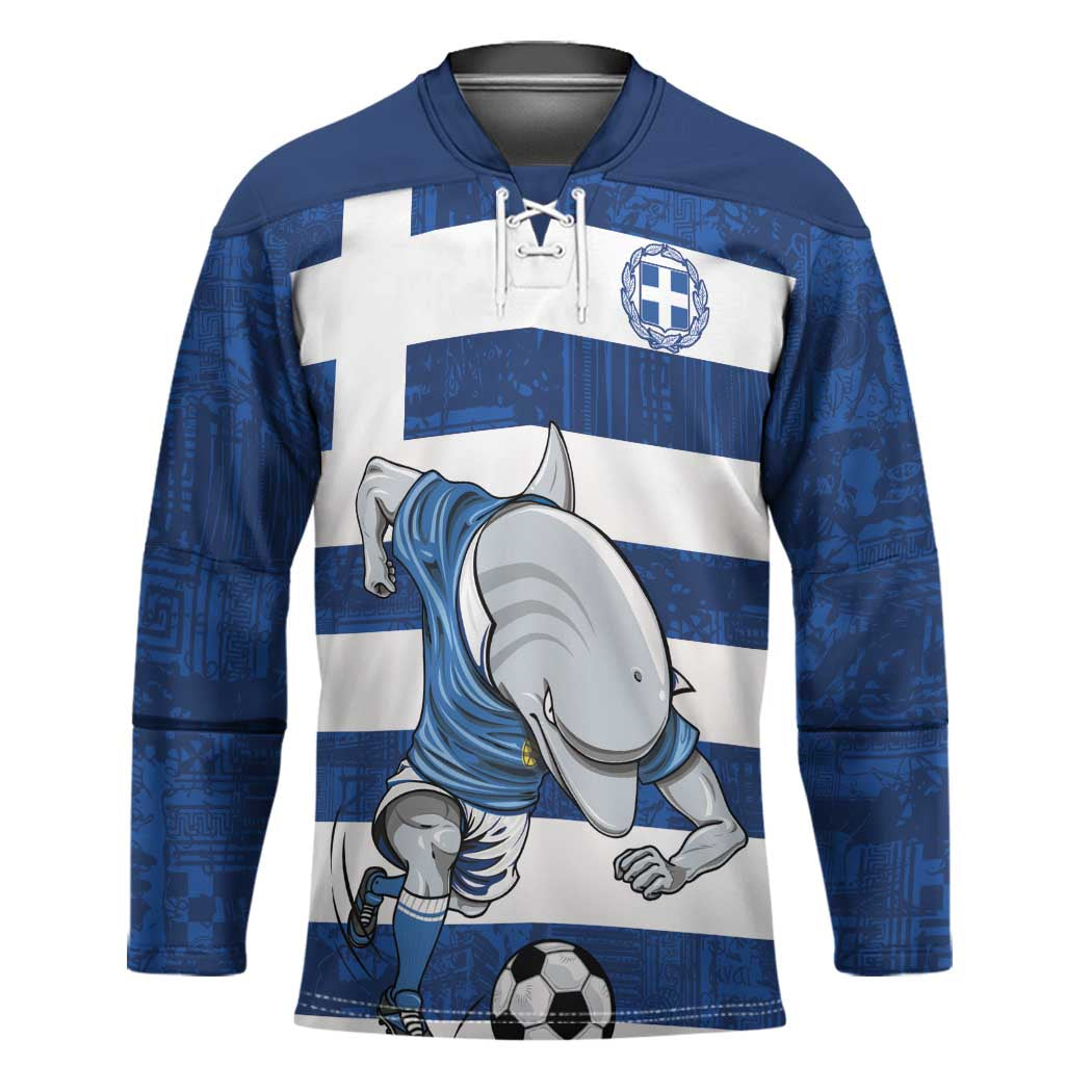 Greece Football Hockey Jersey Dolphin Mascot Grunge Style - Wonder Print Shop