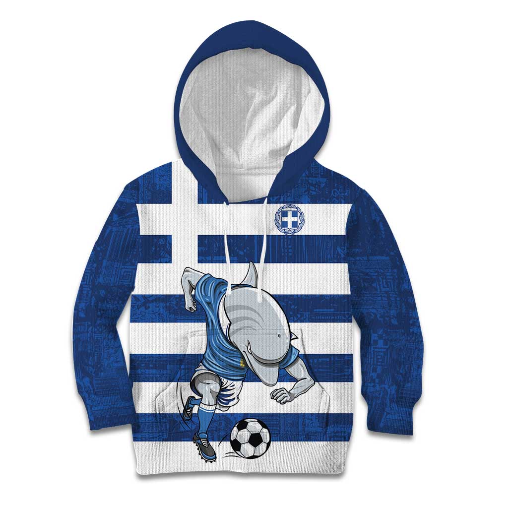 Greece Football Kid Hoodie Dolphin Mascot Grunge Style - Wonder Print Shop