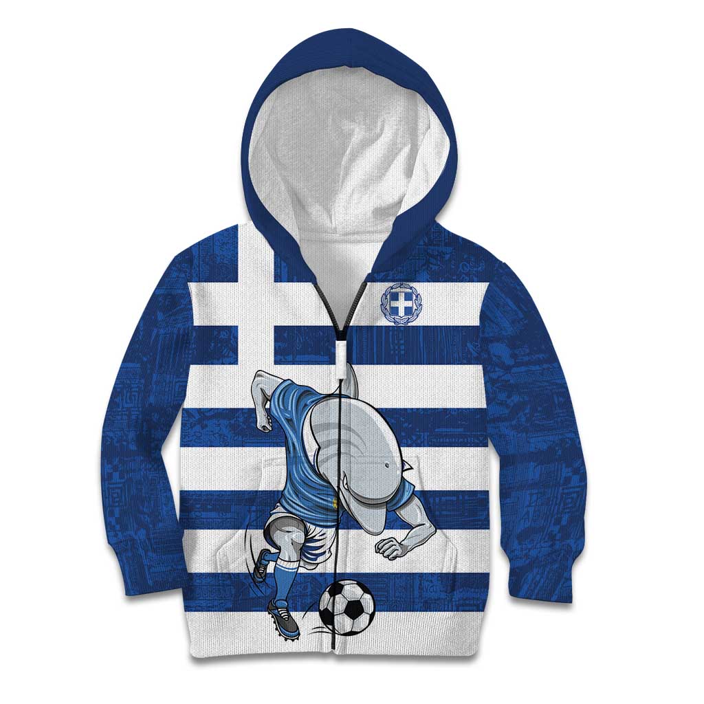 Greece Football Kid Hoodie Dolphin Mascot Grunge Style - Wonder Print Shop