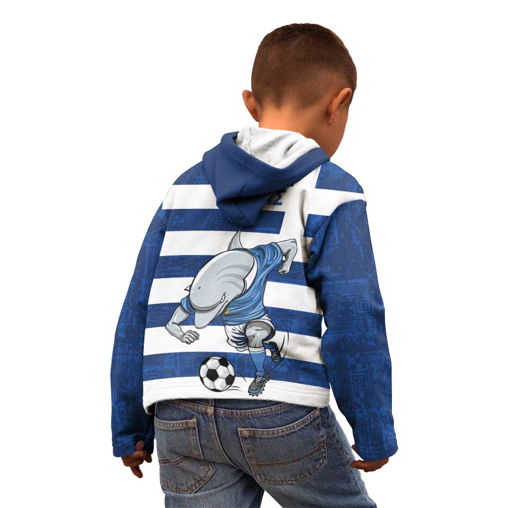 Greece Football Kid Hoodie Dolphin Mascot Grunge Style - Wonder Print Shop