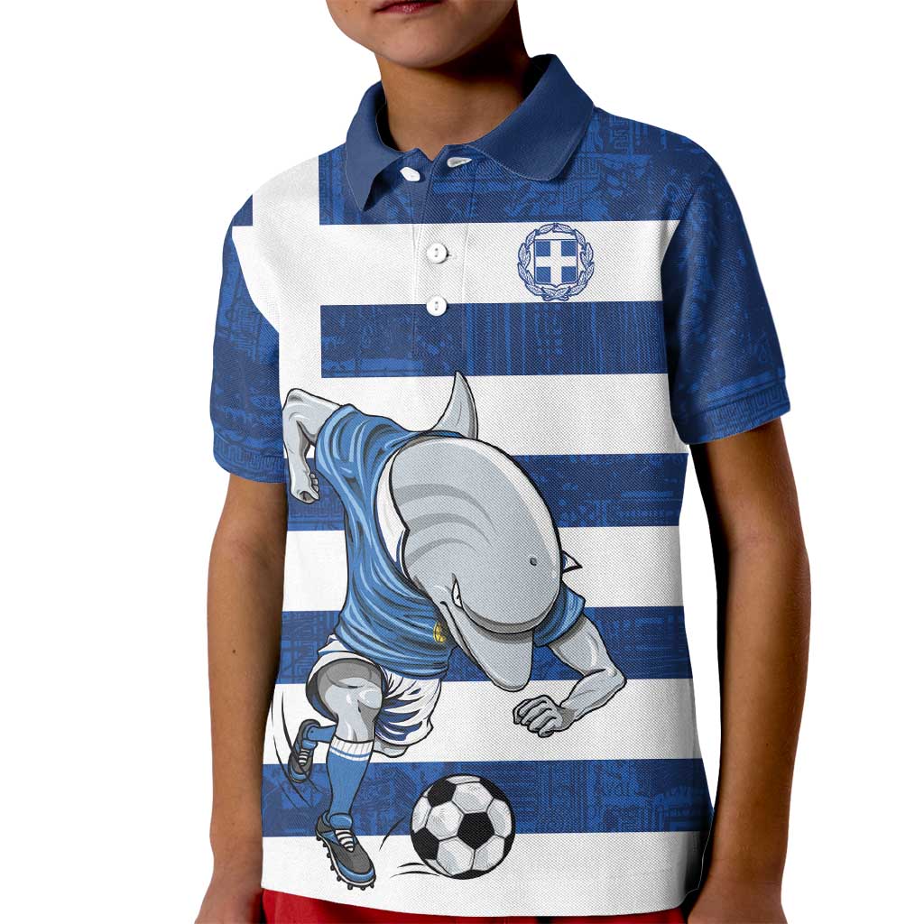 Greece Football Kid Polo Shirt Dolphin Mascot Grunge Style - Wonder Print Shop