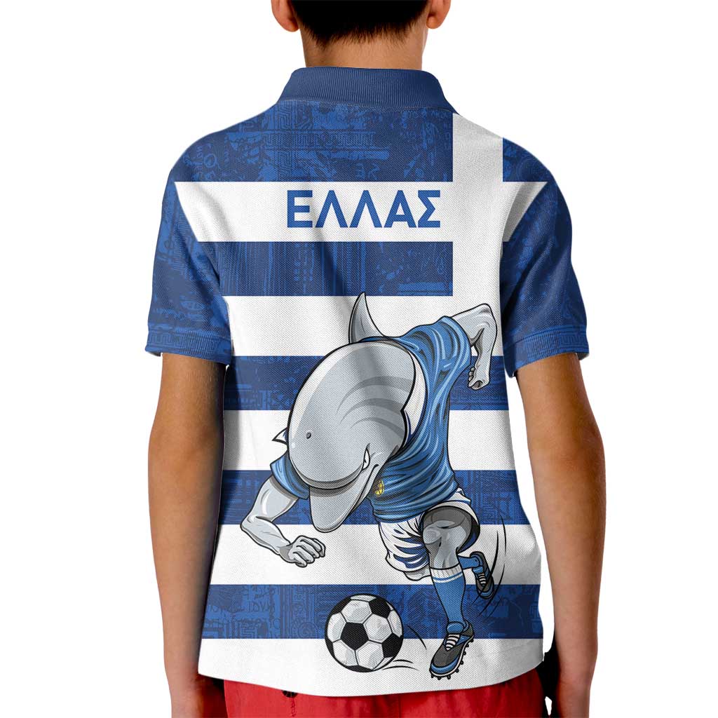 Greece Football Kid Polo Shirt Dolphin Mascot Grunge Style - Wonder Print Shop