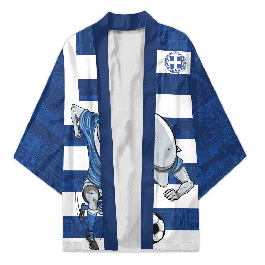 Greece Football Kimono Dolphin Mascot Grunge Style - Wonder Print Shop