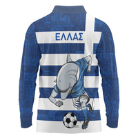 Greece Football Long Sleeve Polo Shirt Dolphin Mascot Grunge Style - Wonder Print Shop