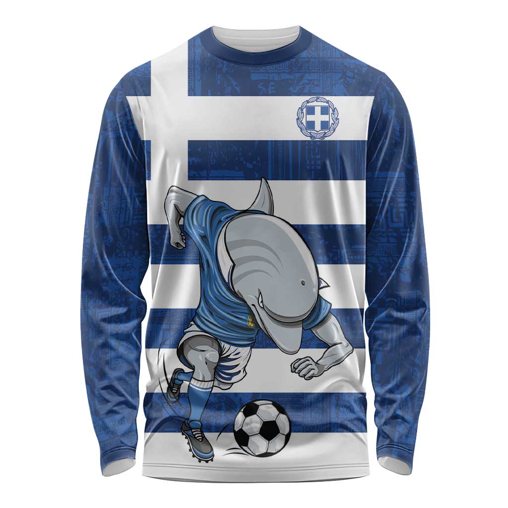 Greece Football Long Sleeve Shirt Dolphin Mascot Grunge Style - Wonder Print Shop