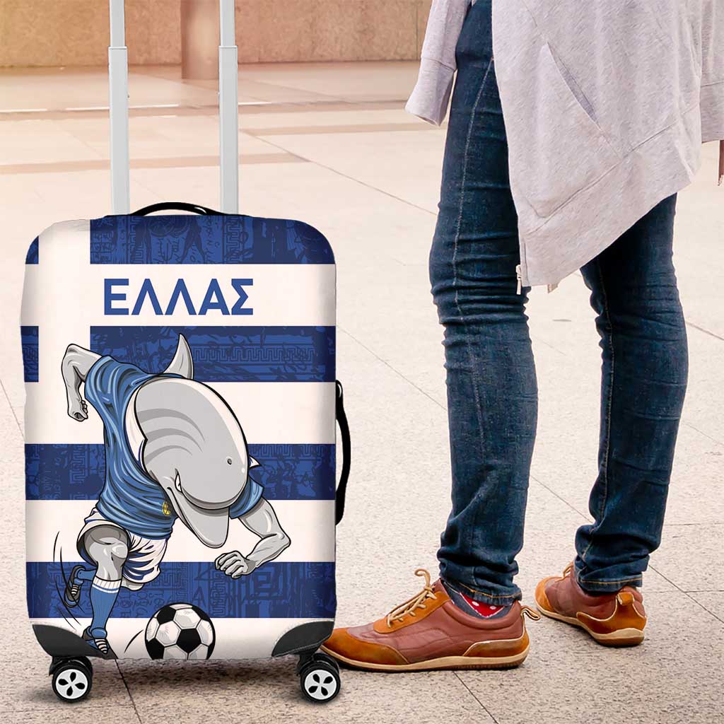 Greece Football Luggage Cover Dolphin Mascot Grunge Style - Wonder Print Shop