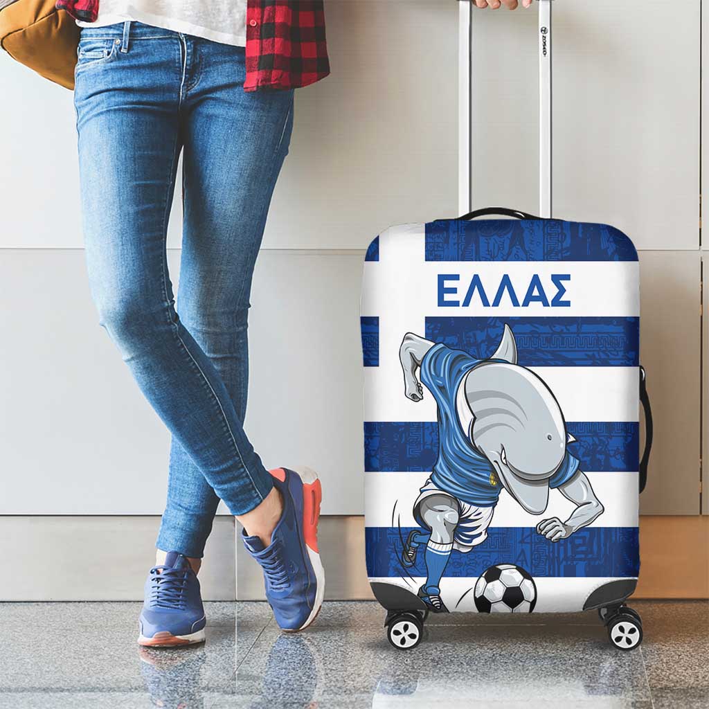 Greece Football Luggage Cover Dolphin Mascot Grunge Style - Wonder Print Shop