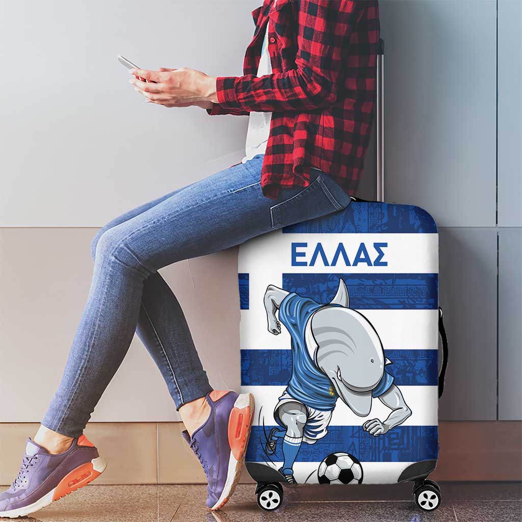 Greece Football Luggage Cover Dolphin Mascot Grunge Style - Wonder Print Shop