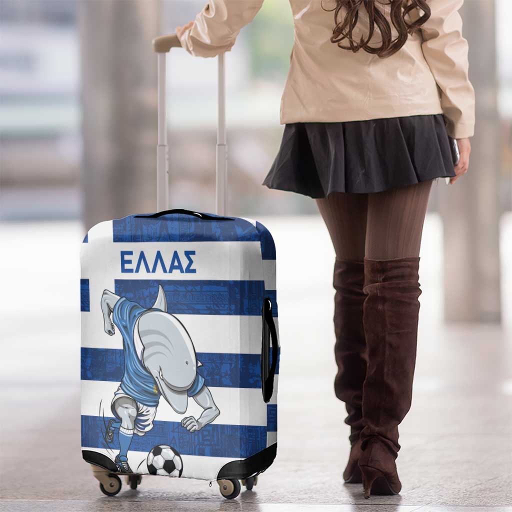 Greece Football Luggage Cover Dolphin Mascot Grunge Style - Wonder Print Shop