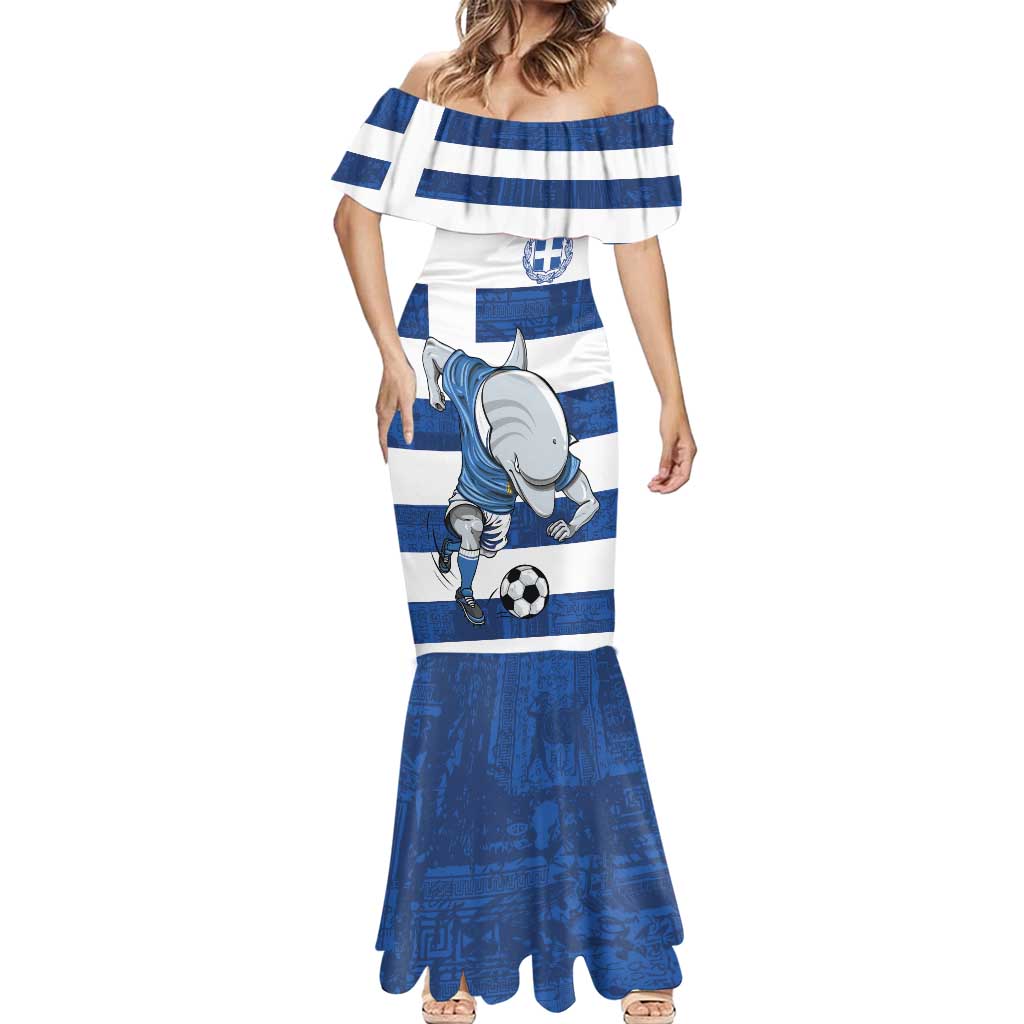 Greece Football Mermaid Dress Dolphin Mascot Grunge Style - Wonder Print Shop