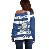 Greece Football Off Shoulder Sweater Dolphin Mascot Grunge Style - Wonder Print Shop