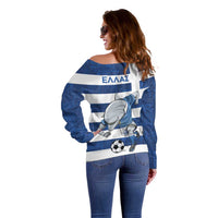 Greece Football Off Shoulder Sweater Dolphin Mascot Grunge Style - Wonder Print Shop