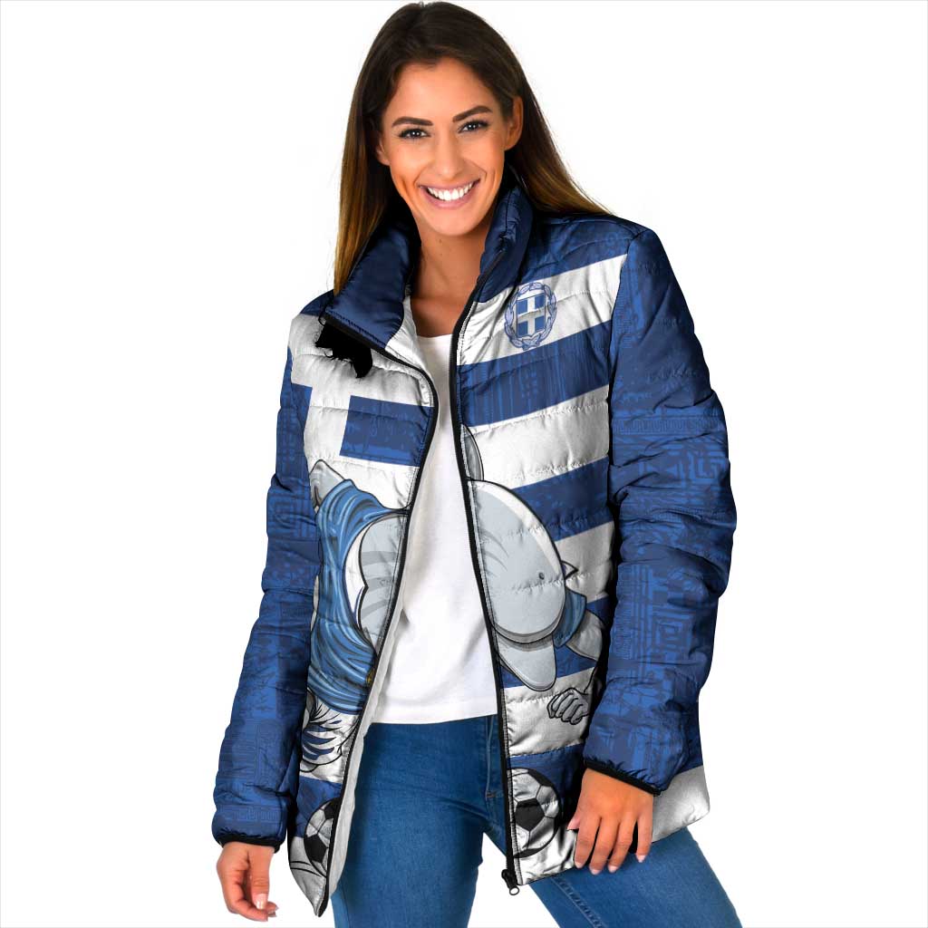 Greece Football Padded Jacket Dolphin Mascot Grunge Style - Wonder Print Shop