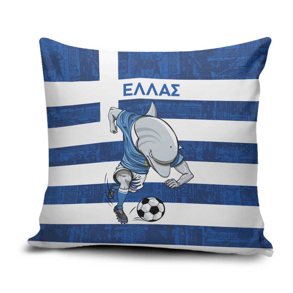 Greece Football Pillow Cover Dolphin Mascot Grunge Style - Wonder Print Shop