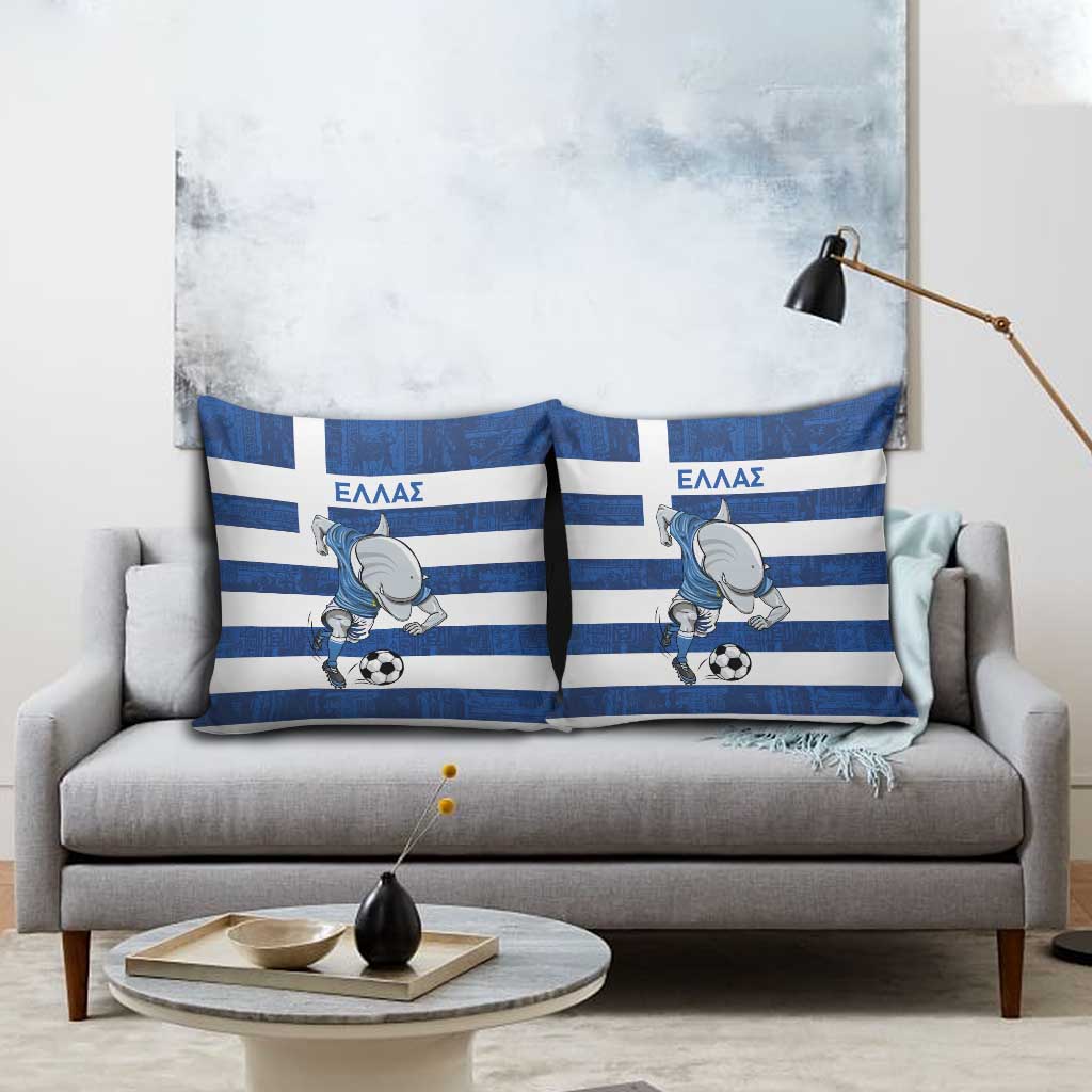 Greece Football Pillow Cover Dolphin Mascot Grunge Style - Wonder Print Shop