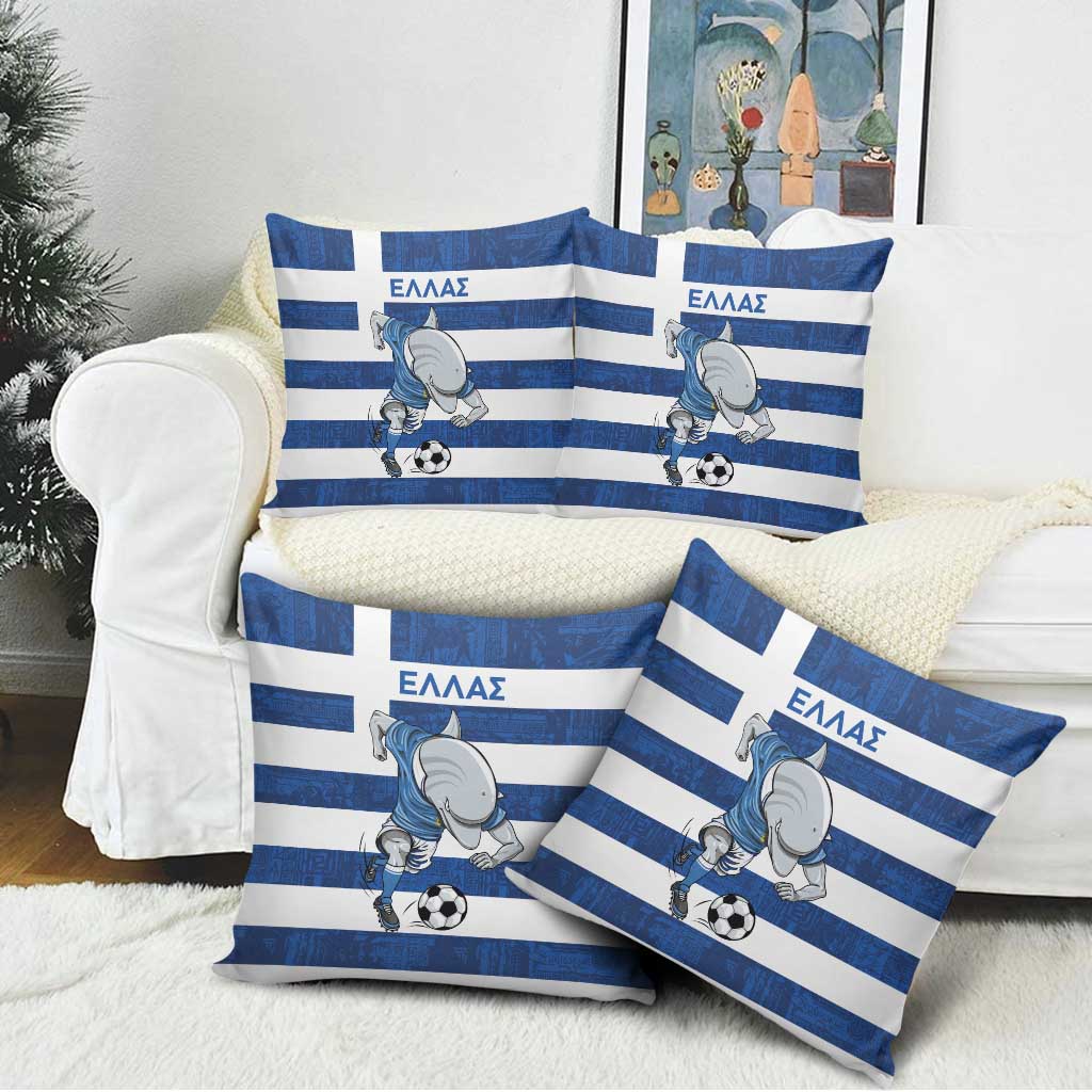 Greece Football Pillow Cover Dolphin Mascot Grunge Style - Wonder Print Shop