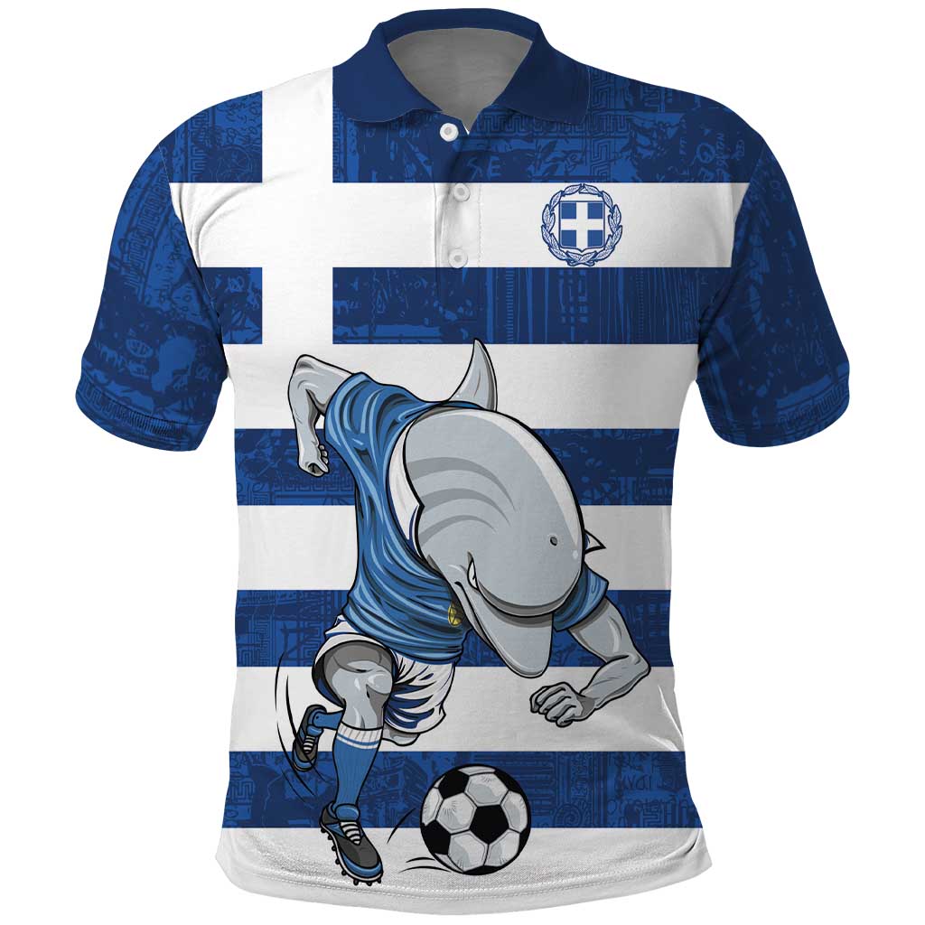 Greece Football Polo Shirt Dolphin Mascot Grunge Style - Wonder Print Shop