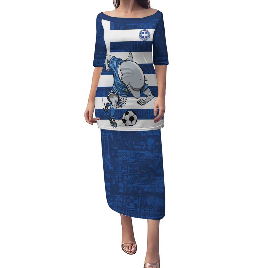 Greece Football Puletasi Dolphin Mascot Grunge Style - Wonder Print Shop