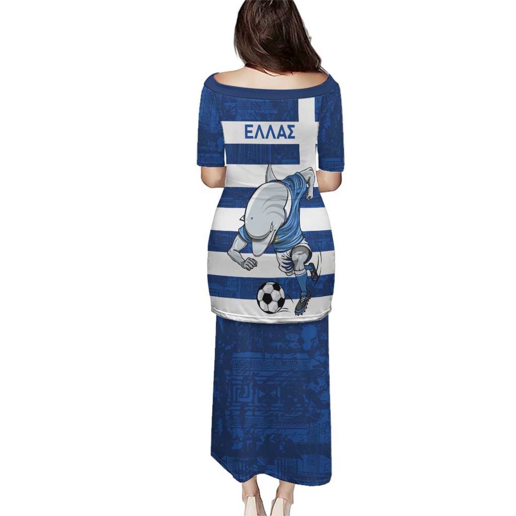 Greece Football Puletasi Dolphin Mascot Grunge Style - Wonder Print Shop