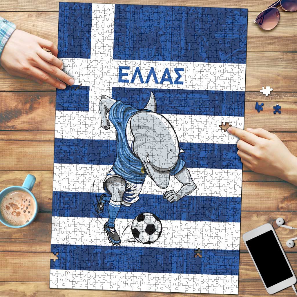 Greece Football Puzzle Dolphin Mascot Grunge Style - Wonder Print Shop