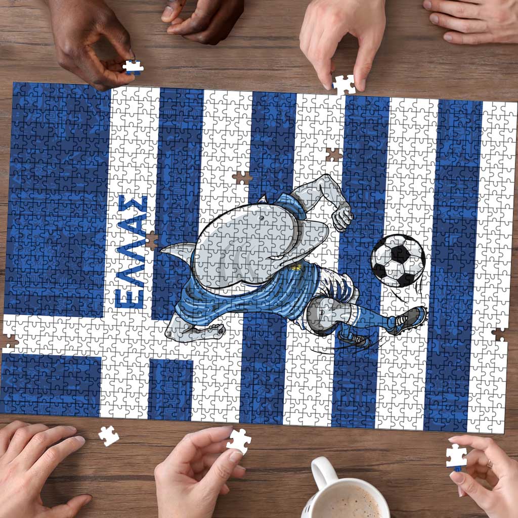 Greece Football Puzzle Dolphin Mascot Grunge Style - Wonder Print Shop