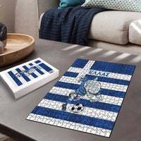Greece Football Puzzle Dolphin Mascot Grunge Style - Wonder Print Shop