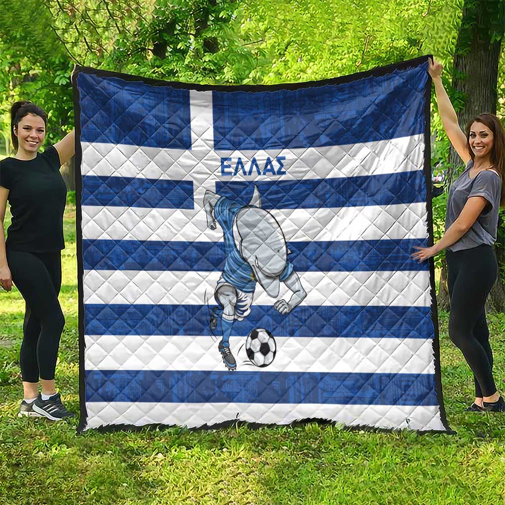 Greece Football Quilt Dolphin Mascot Grunge Style - Wonder Print Shop
