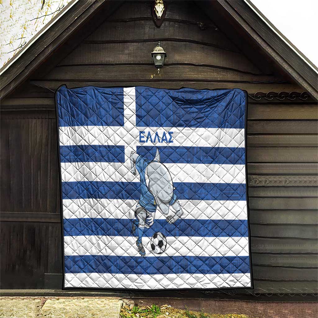 Greece Football Quilt Dolphin Mascot Grunge Style - Wonder Print Shop