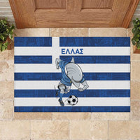 Greece Football Rubber Doormat Dolphin Mascot Grunge Style - Wonder Print Shop