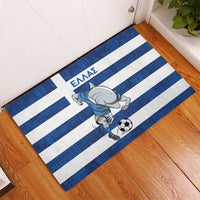 Greece Football Rubber Doormat Dolphin Mascot Grunge Style - Wonder Print Shop