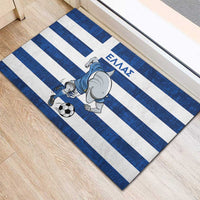 Greece Football Rubber Doormat Dolphin Mascot Grunge Style - Wonder Print Shop