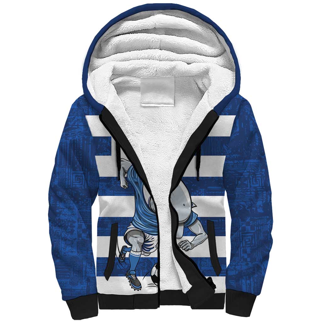 Greece Football Sherpa Hoodie Dolphin Mascot Grunge Style - Wonder Print Shop