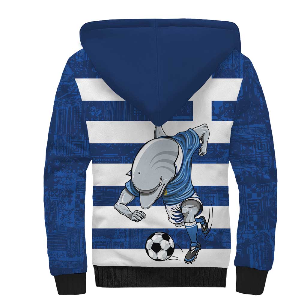 Greece Football Sherpa Hoodie Dolphin Mascot Grunge Style - Wonder Print Shop
