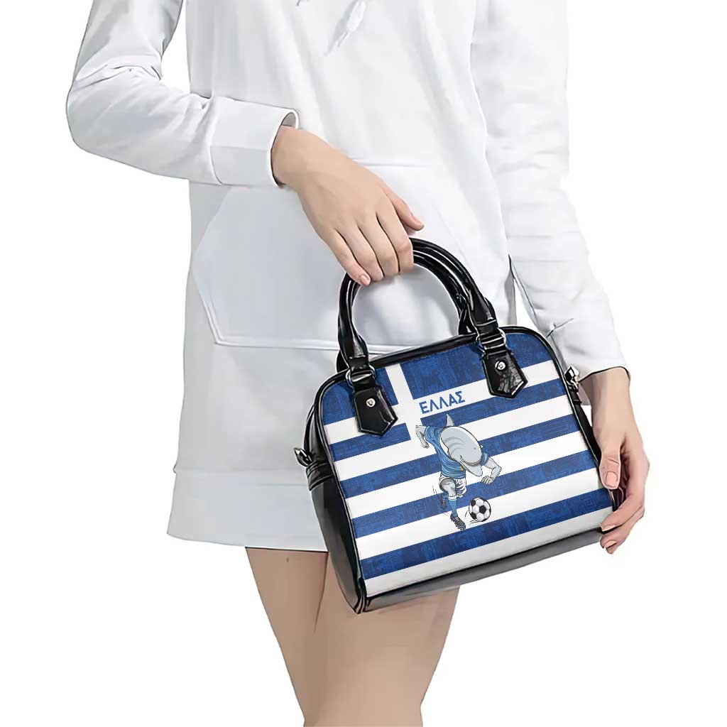 Greece Football Shoulder Handbag Dolphin Mascot Grunge Style - Wonder Print Shop
