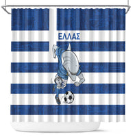 Greece Football Shower Curtain Dolphin Mascot Grunge Style - Wonder Print Shop