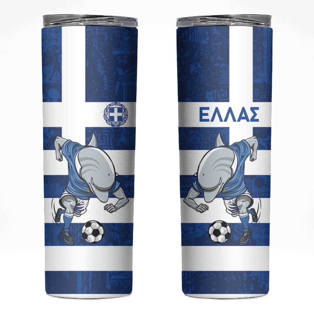 Greece Football Skinny Tumbler Dolphin Mascot Grunge Style - Wonder Print Shop