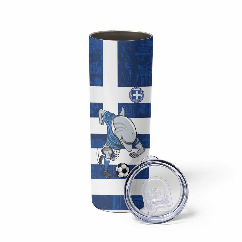 Greece Football Skinny Tumbler Dolphin Mascot Grunge Style - Wonder Print Shop