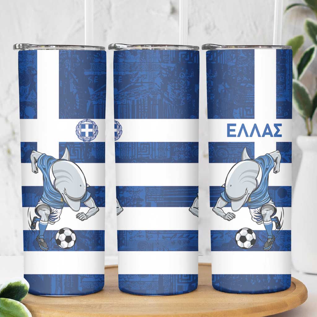 Greece Football Skinny Tumbler Dolphin Mascot Grunge Style - Wonder Print Shop