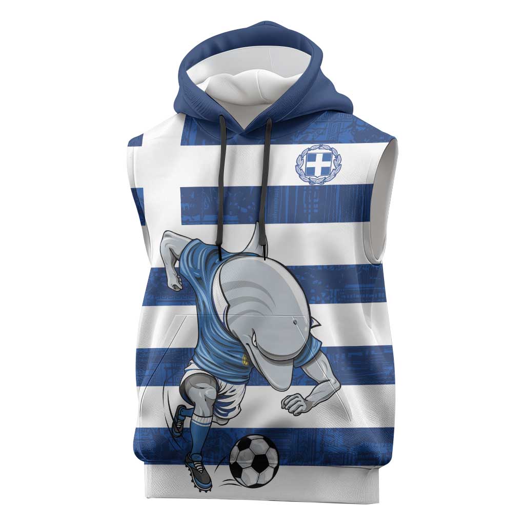 Greece Football Sleeveless Hoodie Dolphin Mascot Grunge Style - Wonder Print Shop