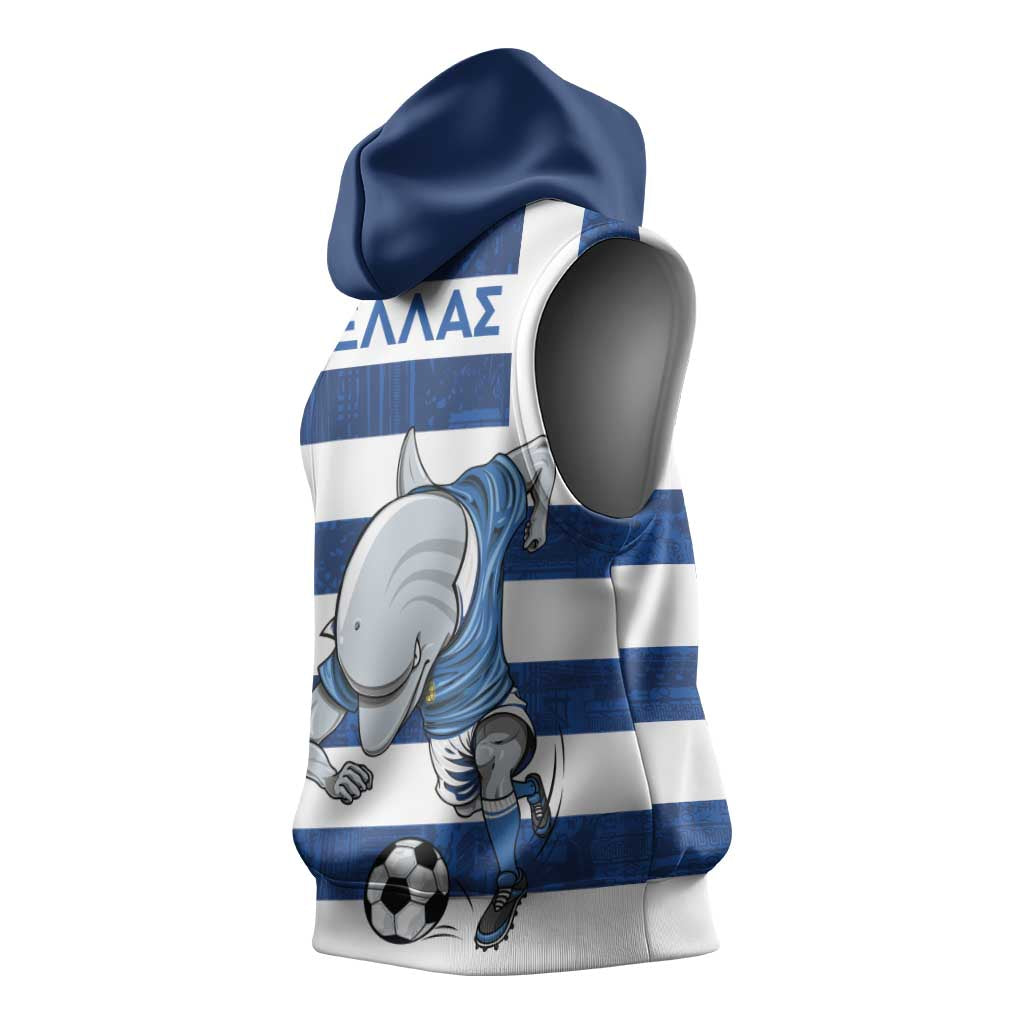 Greece Football Sleeveless Hoodie Dolphin Mascot Grunge Style - Wonder Print Shop