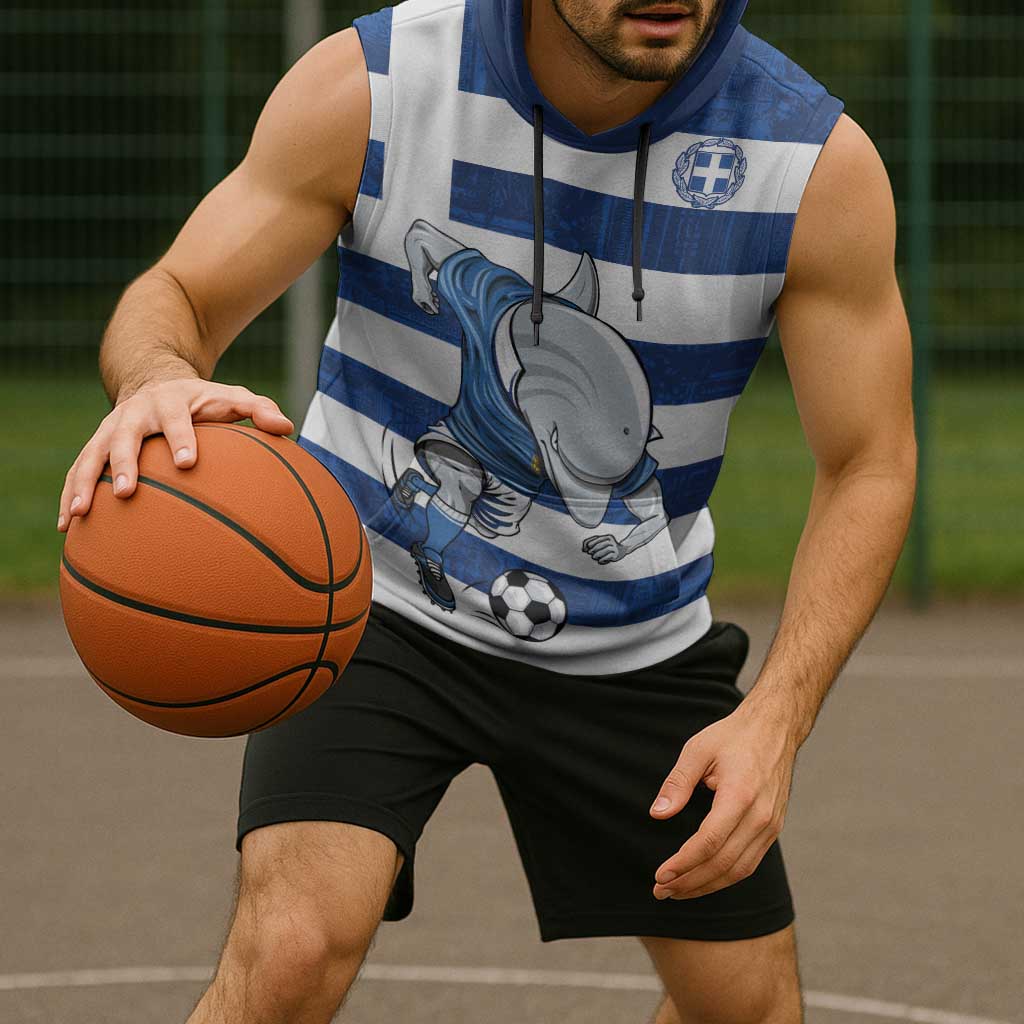 Greece Football Sleeveless Hoodie Dolphin Mascot Grunge Style - Wonder Print Shop