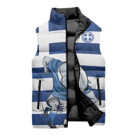 Greece Football Sleeveless Puffer Jacket Dolphin Mascot Grunge Style - Wonder Print Shop