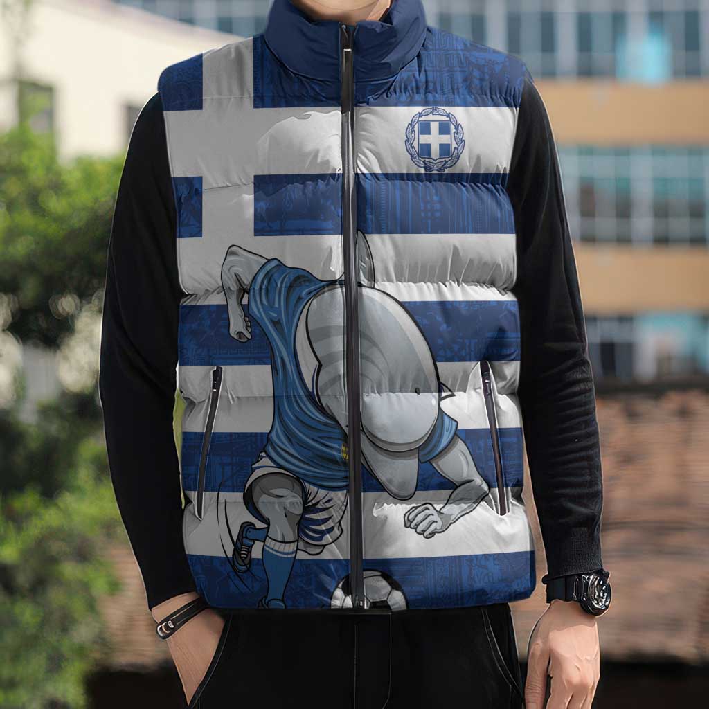 Greece Football Sleeveless Puffer Jacket Dolphin Mascot Grunge Style - Wonder Print Shop