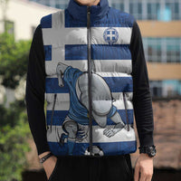 Greece Football Sleeveless Puffer Jacket Dolphin Mascot Grunge Style - Wonder Print Shop