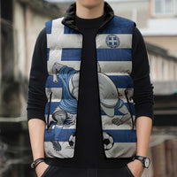 Greece Football Sleeveless Puffer Jacket Dolphin Mascot Grunge Style - Wonder Print Shop